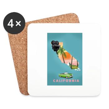 Reisekarte California Movies - Untersetzer (4er-Set) - Weiß - Vorne