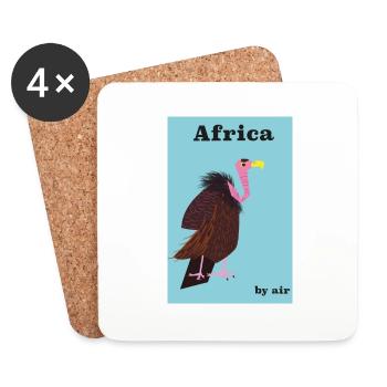 Afrika mit dem Flugzeug Reiseplakat - Untersetzer (4er-Set) - Weiß - Vorne