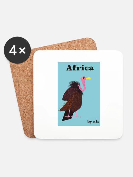 Afrika mit dem Flugzeug Reiseplakat - Untersetzer (4er-Set) - Weiß
