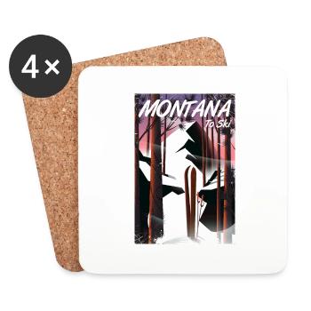Montana Zum Skifahren - Untersetzer (4er-Set) - Weiß - Vorne