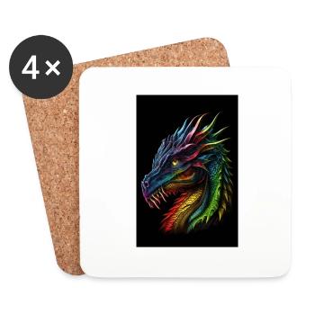 dragon arc en ciel - Dessous de verre (lot de 4) - blanc - Devant