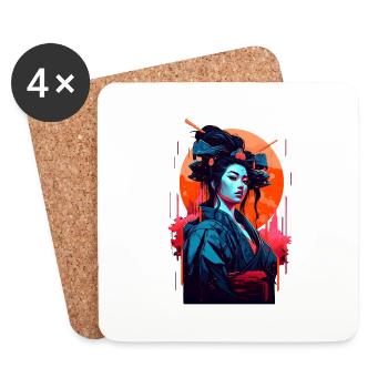Retro Geisha - Coasters (set of 4) - white - Front
