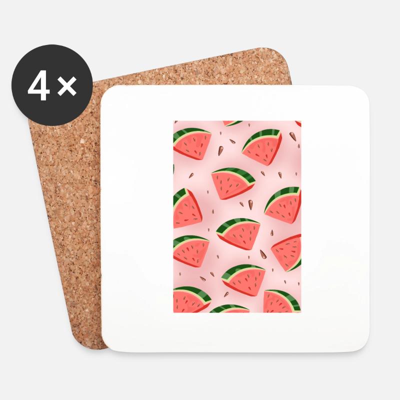 Wassermelonenscheiben - Untersetzer (4er-Set) - Weiß