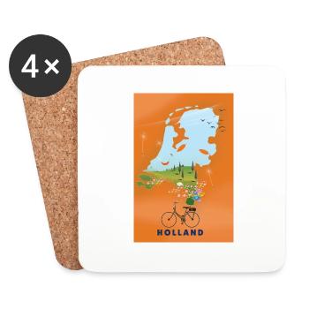 Reisekarte Holland - Untersetzer (4er-Set) - Weiß - Vorne