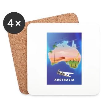 Australien Reisekarte - Untersetzer (4er-Set) - Weiß - Vorne