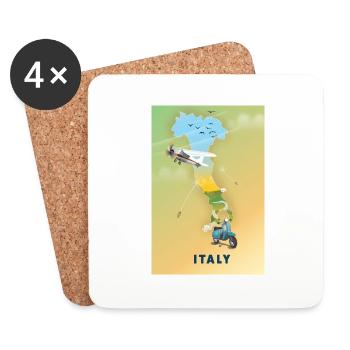 Carte de voyage Italie - Dessous de verre (lot de 4) - blanc - Devant