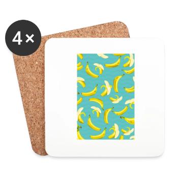 Motif banane - Dessous de verre (lot de 4) - blanc - Devant