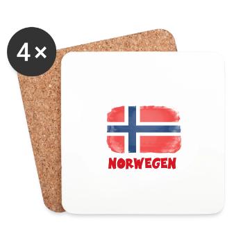 Zweimal nach Norwegen Flagge Urlaub Geschenk - Untersetzer (4er-Set) - Weiß - Vorne
