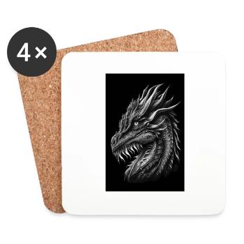 Black and white dragon - Coasters (set of 4) - white - Front