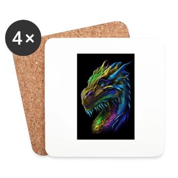 weiblicher Drache - Untersetzer (4er-Set) - Weiß - Vorne