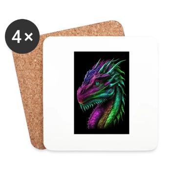dragon coloré - Dessous de verre (lot de 4) - blanc - Devant