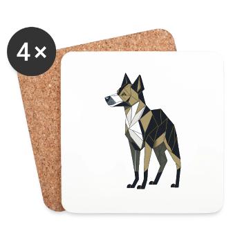 Chien géométrique - Dessous de verre (lot de 4) - blanc - Devant