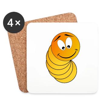 Funny, yellow and orange caterpillar - Coasters (set of 4) - white - Front