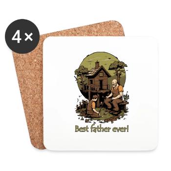 Vatertag - Bester Vater / Papa ever! - Untersetzer (4er-Set) - Weiß - Vorne