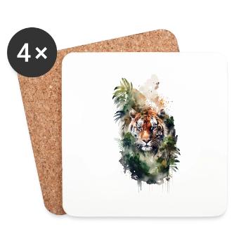 Watercolor Tiger - Untersetzer (4er-Set) - Weiß - Vorne