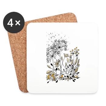 Fleur - Dessous de verre (lot de 4) - blanc - Devant