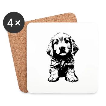 Labrador, propriétaire du chiot Labrador Retriever - Dessous de verre (lot de 4) - blanc - Devant