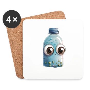 Water Bottle Watercolor - Coasters (set of 4) - white - Front