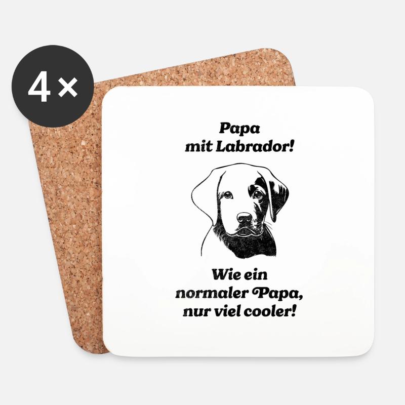 Papa mit Labrador - Untersetzer (4er-Set) - Weiß