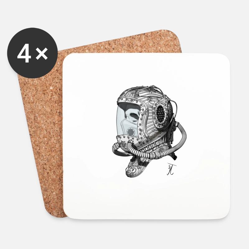 Alter Weltraumhelm einfarbig - Untersetzer (4er-Set) - Weiß