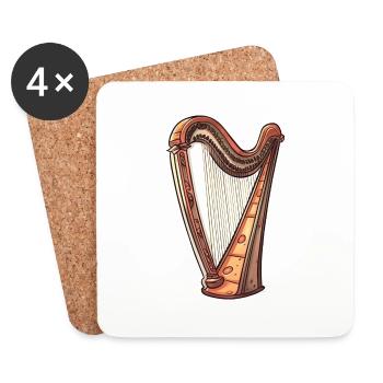 Harpe dans le style comique - Dessous de verre (lot de 4) - blanc - Devant