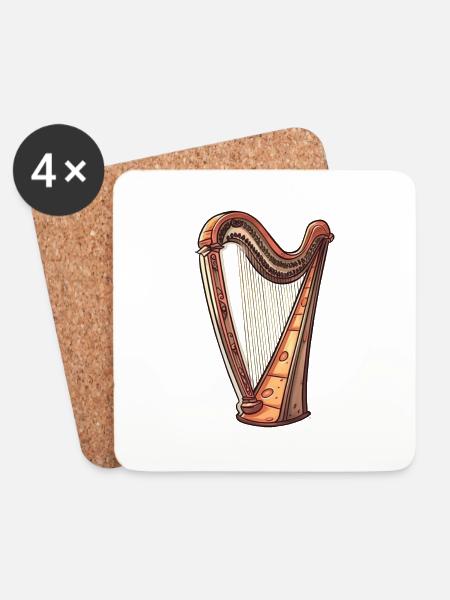 Harp in comic style - Coasters (set of 4) - white