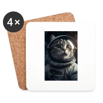 Cat Astronaut Gift - Coasters (set of 4) - white - Front