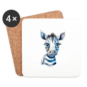 Zoo d’aquarelle Zebra - Dessous de verre (lot de 4) - blanc - Devant