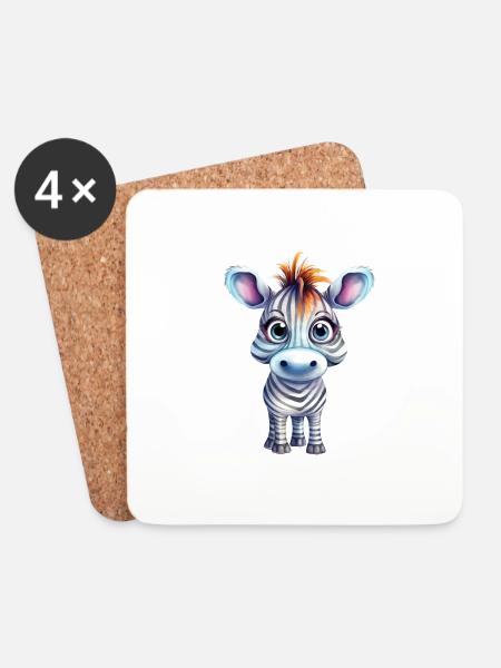 Zebra Wasserfarben Zeichnung - Untersetzer (4er-Set) - Weiß
