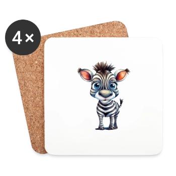 Zebra Watercolor Zoo - Coasters (set of 4) - white - Front