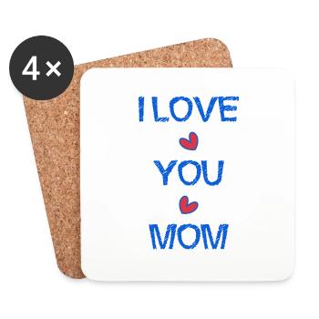 MAMA. ICH LIEBE. ICH LIEBE DICH. MAMA. MUTTERTAG - Untersetzer (4er-Set) - Weiß - Vorne