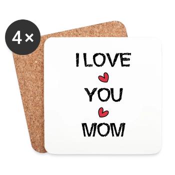 MAMA. ICH LIEBE. ICH LIEBE DICH. MAMA. MUTTERTAG - Untersetzer (4er-Set) - Weiß - Vorne