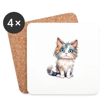 Norwegian Forest Cat Watercolors - Coasters (set of 4) - white - Front
