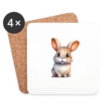 Rabbit Watercolor Drawing - Coasters (set of 4) - white - Front