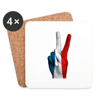Französische Flagge signalisiert den Sieg. Frankreich - Untersetzer (4er-Set) - Weiß - Vorne