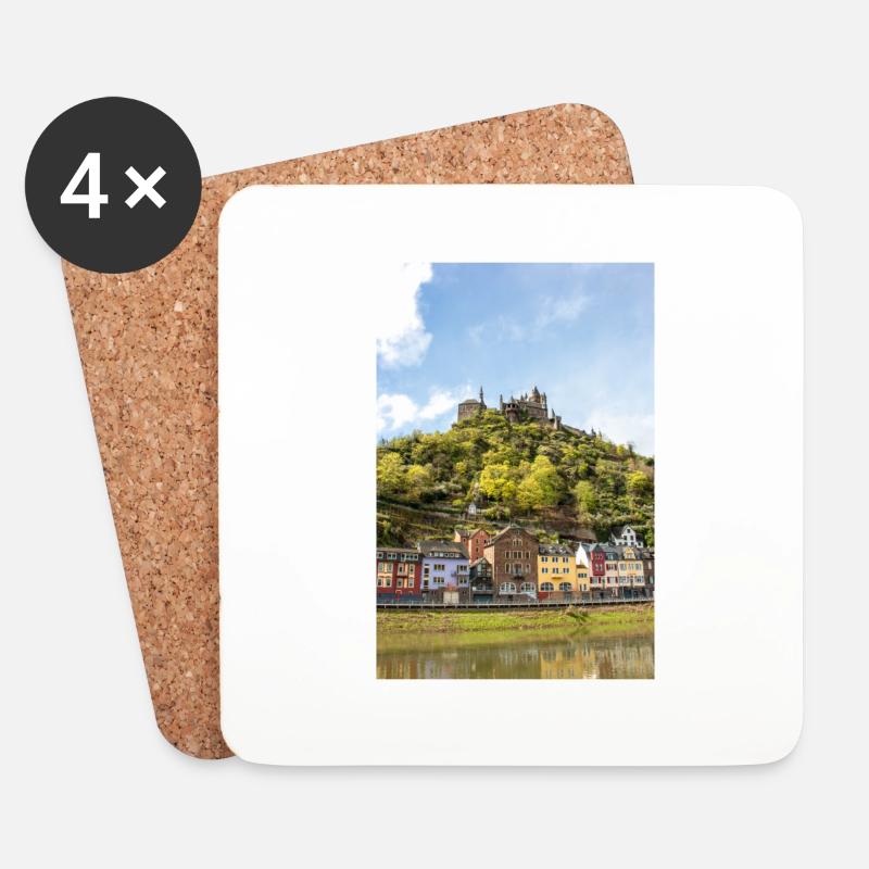 Reichsburg Cochem Rheinland - Untersetzer (4er-Set) - Weiß