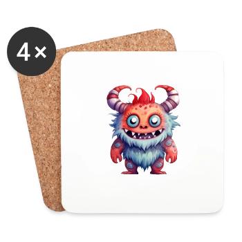 Oni Wasserfarben Zeichnung - Untersetzer (4er-Set) - Weiß - Vorne