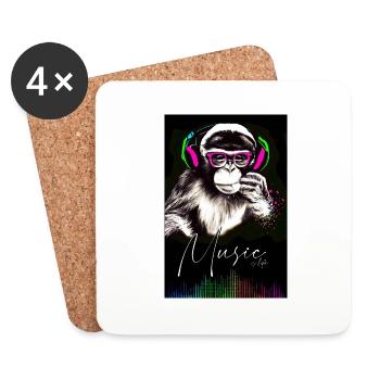 POSTER Affe Musik - Untersetzer (4er-Set) - Weiß - Vorne