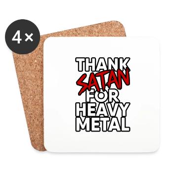 Thank Satan for Heavy Metal Design - Dark and Rock - Coasters (set of 4) - white - Front