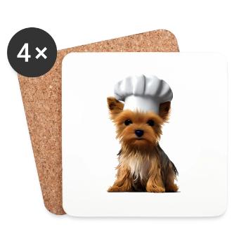Restaurateur Yorkshire Terrier Puppy Cooking Dog - Coasters (set of 4) - white - Front