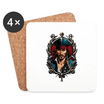 Pirate Portrait - Untersetzer (4er-Set) - Weiß - Vorne