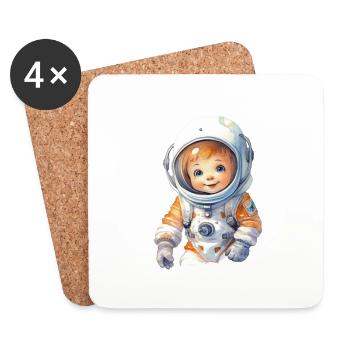Astronaut Wasserfarben Zeichnung - Untersetzer (4er-Set) - Weiß - Vorne