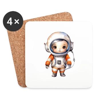 Dessin à l’aquarelle d’astronaute - Dessous de verre (lot de 4) - blanc - Devant