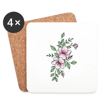 White pink flower - Coasters (set of 4) - white - Front