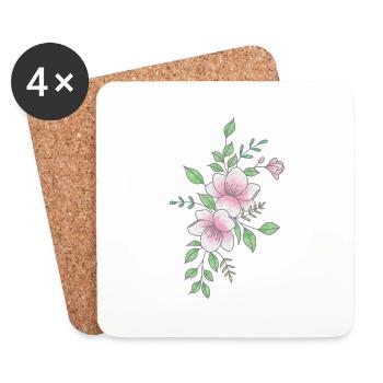 Fleur rose blanche - Dessous de verre (lot de 4) - blanc - Devant