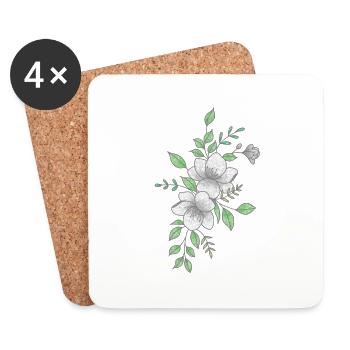 Weiße und graue Blume - Untersetzer (4er-Set) - Weiß - Vorne
