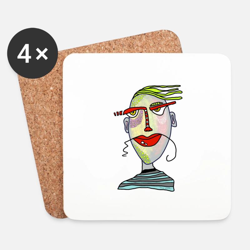 comic art portrait - Untersetzer (4er-Set) - Weiß