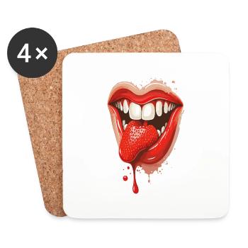 Strawberry Tounge - Untersetzer (4er-Set) - Weiß - Vorne