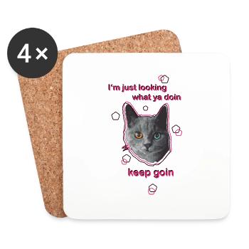 Katze mit Spruch - Untersetzer (4er-Set) - Weiß - Vorne
