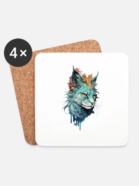 Thief Cat - Coasters (set of 4) - white